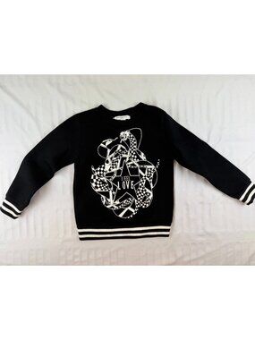 Givenchy Kids "I Feel Love" Checkerboard Snake Sweatshirt Size 6